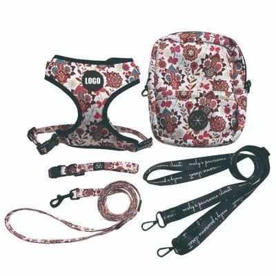 Wholesale Neoprene Luxury Adjustable Pet Dog Treat Bag Pet Collar Leads Designer No Pull Dog Harness and Leash Set for Big Dogs