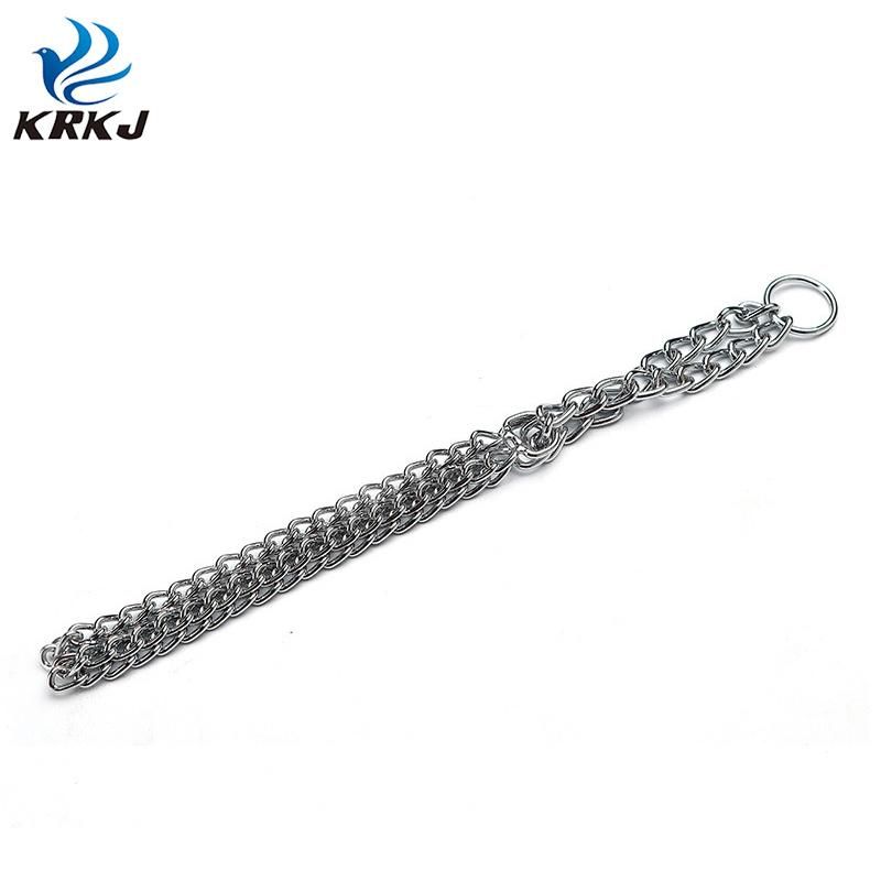 New Upgraded Version Adjustable Silver Tactical Running Dog Double Row Metal Chain Collar