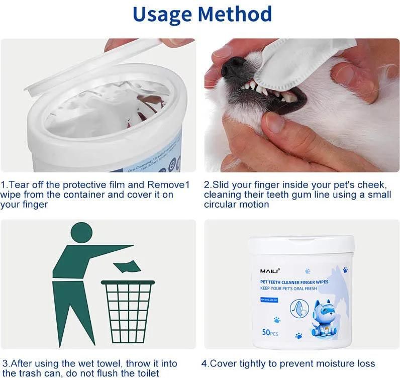 Factory OEM Brand Unscented Freshening Multipurpose Disposable Pet Denal Finger Wipe Pet Eye Stain Remover Pet Teeth Ear Cleaning Wet Wipes