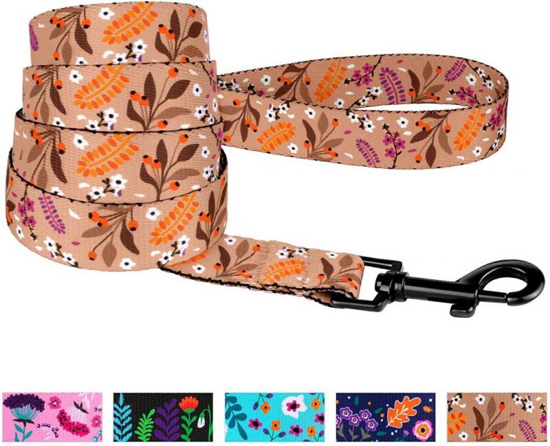 Floral Dog Leash Nylon Pattern Flower Print Adjustable Pet Leashes