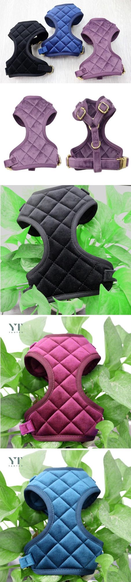 Luxury High Quality Pet Accessories Premium Gold Buckle Dog Quilted Vest Dog Harness Pet Harness