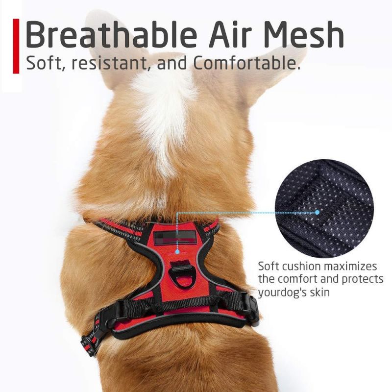 Air Padded Mesh Dog Harness for Safety Night Walking with Sturdy Top Handle