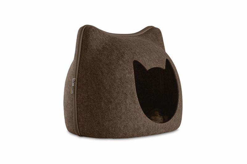 Dog Cat Bed Sleeping Bag Zipper Egg Shape Felt Cloth Warm Pet House All Around Nest