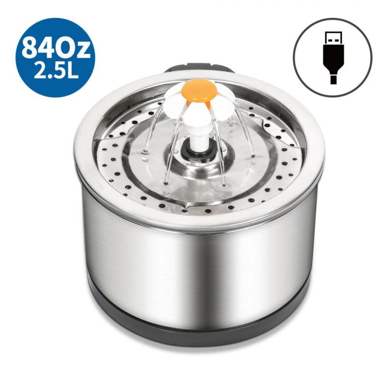 2.5L Automatic Stainless Steel Fountain for Cats Capacity Drinking Fountain