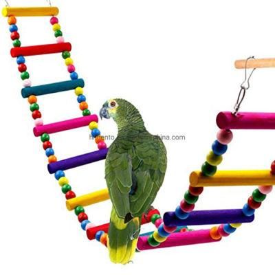 Bird Ladder Toys Coloured Flexible Parrot Swing Bridge Wooden Cockatiel Cage Hanging Climbing Ladder