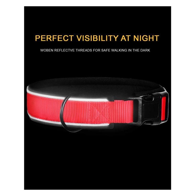 Reflective Nylon Dog Collar Adjustable Neoprene Padded Dog Collar