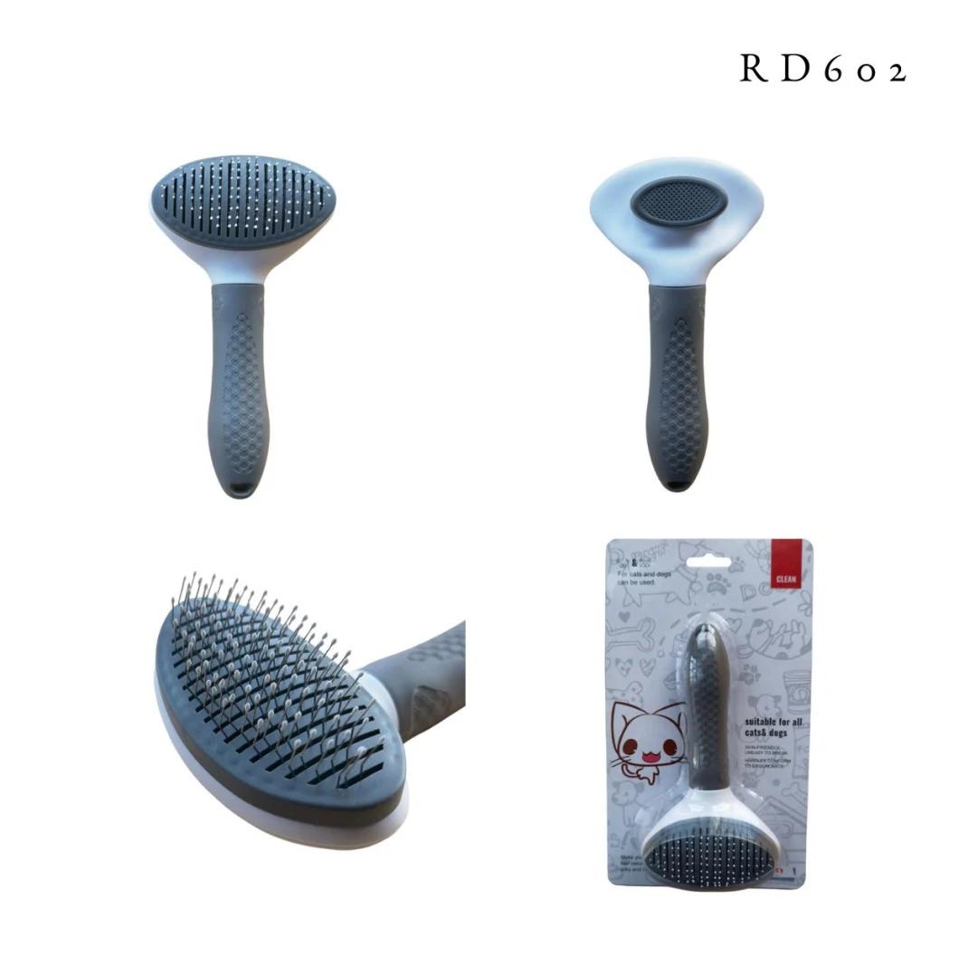 Oval Self-Cleaning Slicker Brush for Dogs and Cats Pet Grooming Dematting Brush Fine Needle-Gray-S