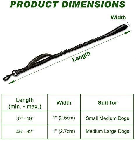 Tactical Bungee Dog Leash, Elastic Rope Lead with 2 Padded Traffic Control Handles