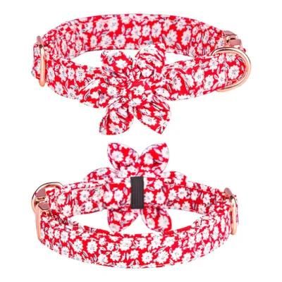 Hexapetalous Flower Pet Collar Soft Cotton Dog Collar