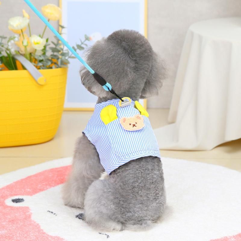 Amazon Hot Selling Pet Clothes Dog Chest Back No Leash Vest Teddy Cat Clothes Pet Clothes Vertical Bar Chest Back