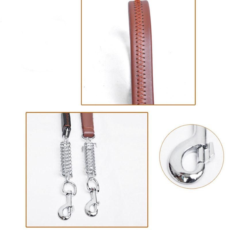 Full Grain Leather Short Bungee Buffer Large Dog Leash