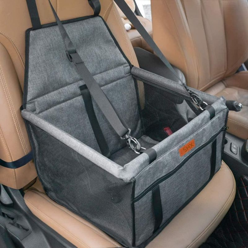 Dog Pet Elevated Car Seat Carrier Dog Travel Bag Collapsible Pet Booster Car Seat Carrier with Safety Lesh and Zipper