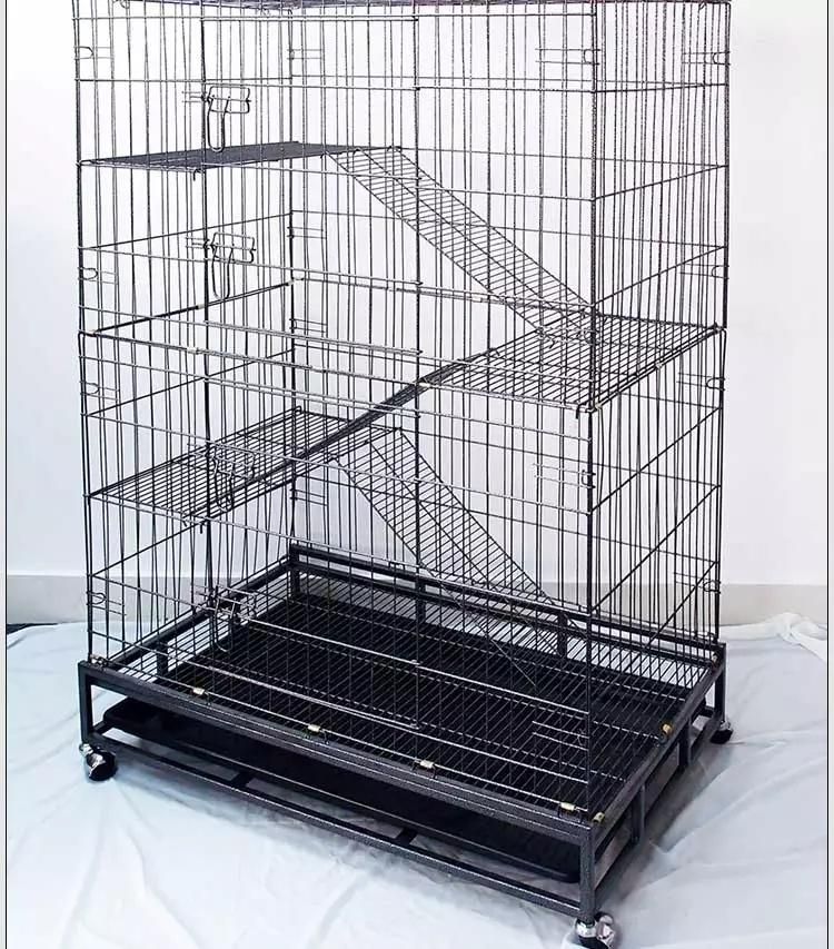4 Layer Large Metal Playing Living Cat Pet Cage with Caster Wheels