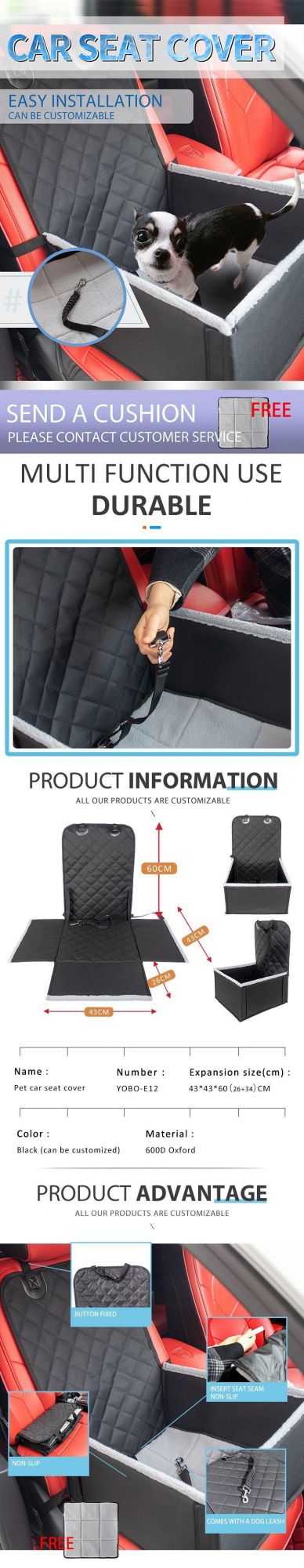 Yobo Car Travel Hammock Oxford Bed Car Pet Seat Cover Waterproof Pet Dog Car Seat Cover