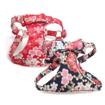 Custom Private Label Designer Flower Print Comfort Breathable Small Cute Dog Harness