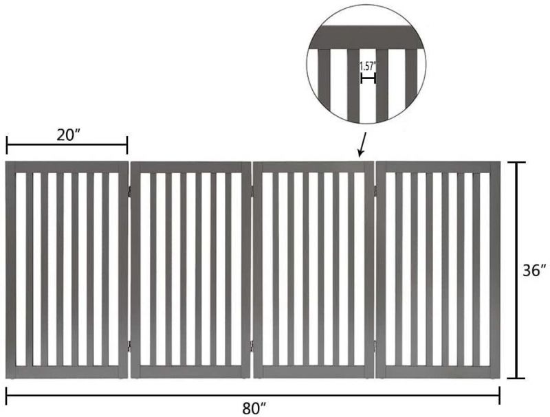 Freestanding Pet Gate Wooden Folding Dog Gate Fence for Doorways