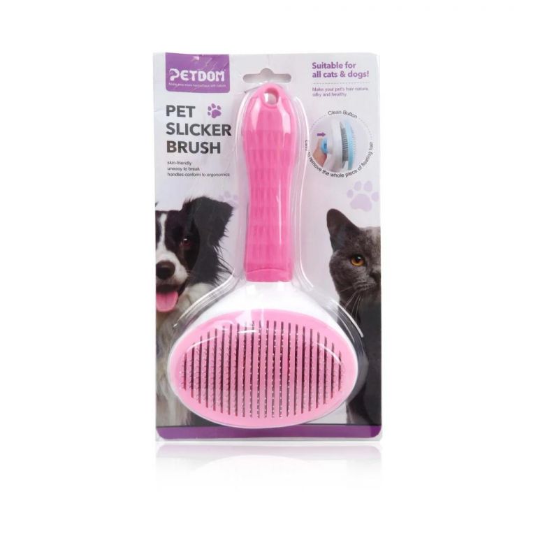 Professional Self Cleaning Steel Needle Slicker Massage Brush Pet Grooming Brush