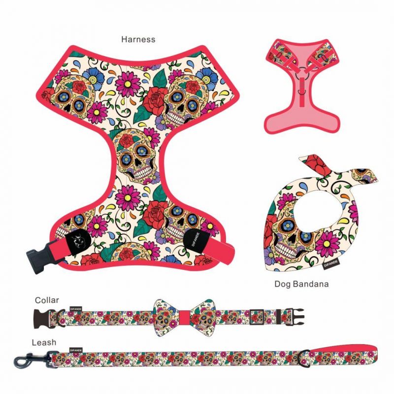 Adjustable Dog Accessories Sublimation Dog Harness Set Custom Personalized Pet Supplies 2021 Dog Chest Harness Collar and Leash