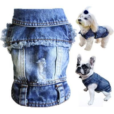 Classic Small Medium Pet Puppy Clothes Dog Denim Vest Pet Jeans Fashion Pet Apparel
