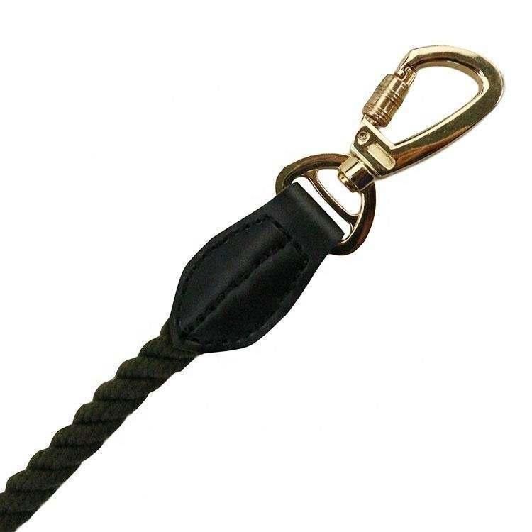 New Design Pet Product Cotton Dog Rope Leash with Leather Patch