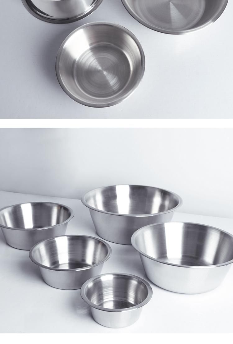 SUS 201 Dog Food Bowl Dish Pet Supplies Drinking Bowl Feeding Plate Stainless Steel Pet Bowl