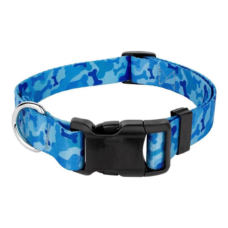 Colored High Quality Camo Ocean Blue Adjustable Buckle Dog Collar