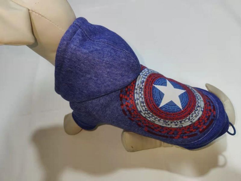 Captain America Design Dog Hoodie Dog Coat Pet Products