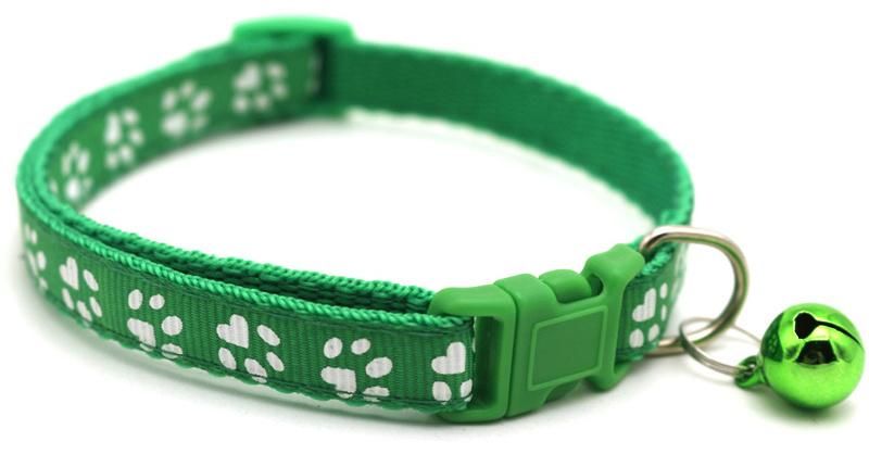 Manufacturer Wholesale Multi-Colors Paw Print Adjustable Nylon Cat Dog Collar with Bell