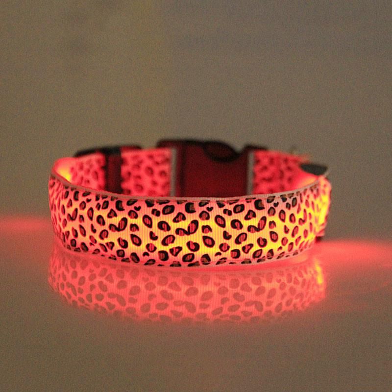 Nylon Leopard Spots Luminous LED Dog Collar Pet Products