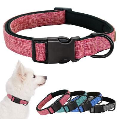 Wholesale Personalized Eco-Friendly Luxury Customized Soft Comfortable Neoprene Padded Fashion Canvas Pet Dog Collar
