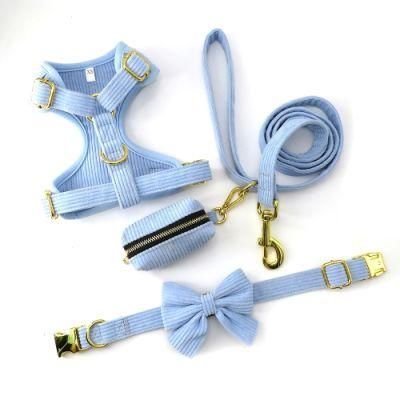 Soft Cotton Mesh Padded Puppy Dog Vest Harness Leash Collar Set