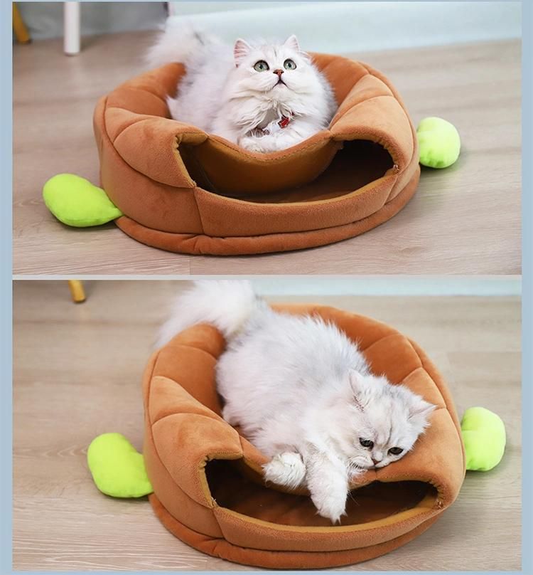 New Style Cute Semi-Closed Pet Beds Soft Comfortable and Warm Tortoise Shell Cat Bed House