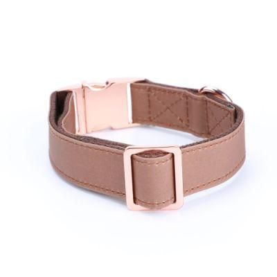 Customized Waxed Canvas Dog Collar with Rose Gold Metal Hardware
