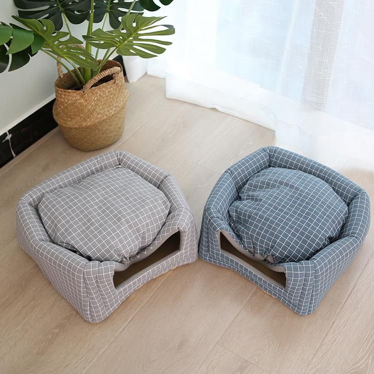 Colorful New Design High Resilience Sponge Pet Bed Soft Washable Semi-Enclosed Cat Bed