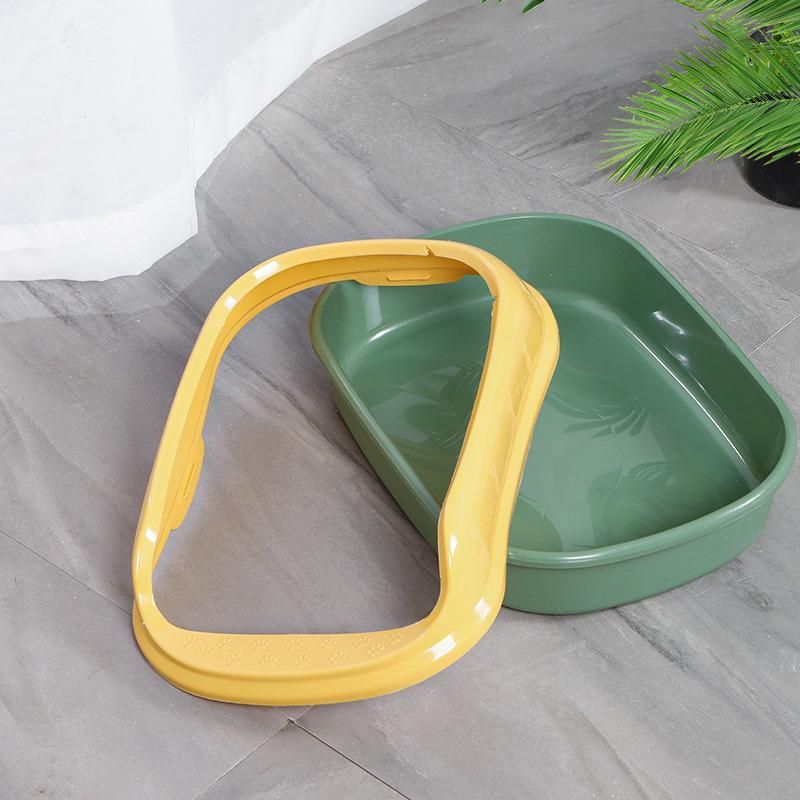 Dog Products, New Home Style PP Semi-Closed Splash-Proof Cat Litter Tray Oval with Cat Litter Shovel Small Double-Layer Cat Toilet
