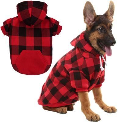 Plaid Dog Hoodie Pet Clothes Sweaters with Hat