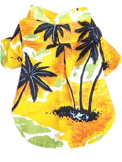 Hawaiian Style Cotton Pet Cats T-Shirt Dog Clothes Summer Printed Hawaiian Shirt for Small Medium Large Dogs