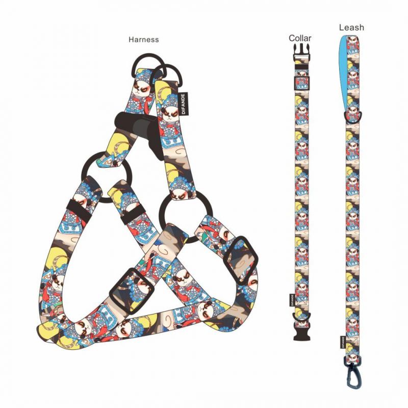 Fashionable China Design 6 in 1 Reversible Dog Harness Neoprene Custom Adjustable Collar Bow Leash Harness and Bandana Sets