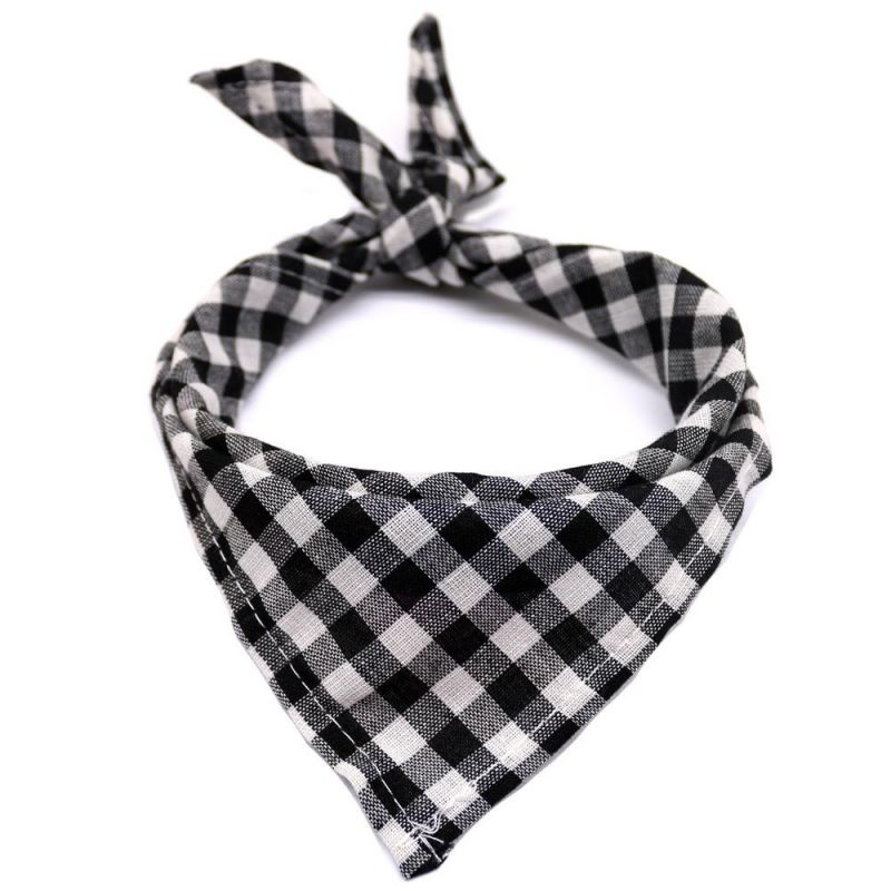 Puppy Square Plaid Printing Adjustable Scarf Dog Clothes Dog Bandana