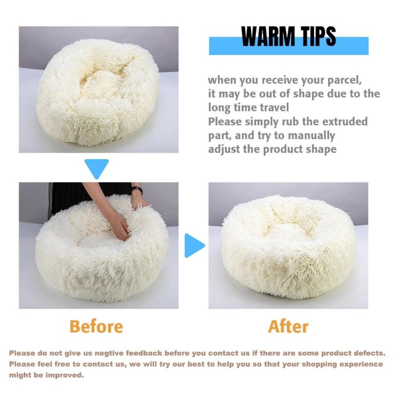 Round Pet Bed House Soft Long Plush for Dog Products Cushion Cat Bed House Animals Sofa