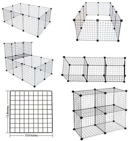 16PCS Metal Wire Storage Cubes Organizer, DIY Small Animal Cage for Rabbit, Guinea Pigs, Puppy Pet Products