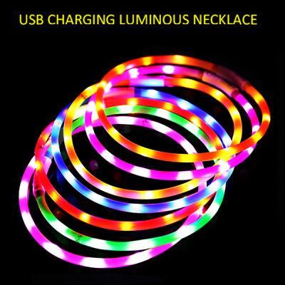 USB Rechargeable Waterproof Luminous Silicone LED Dog Collar