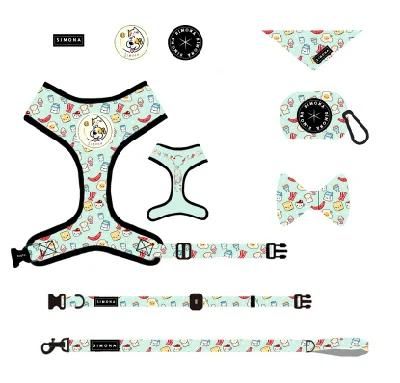 OEM Accept Adjustable Dog Collar Leash and Reversible Harness Set with Dog Bowtie