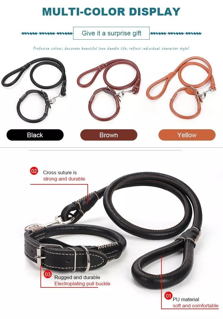 Amazon Wholesale Pet Supply Popular Pet Leash with Leather Dog Collar