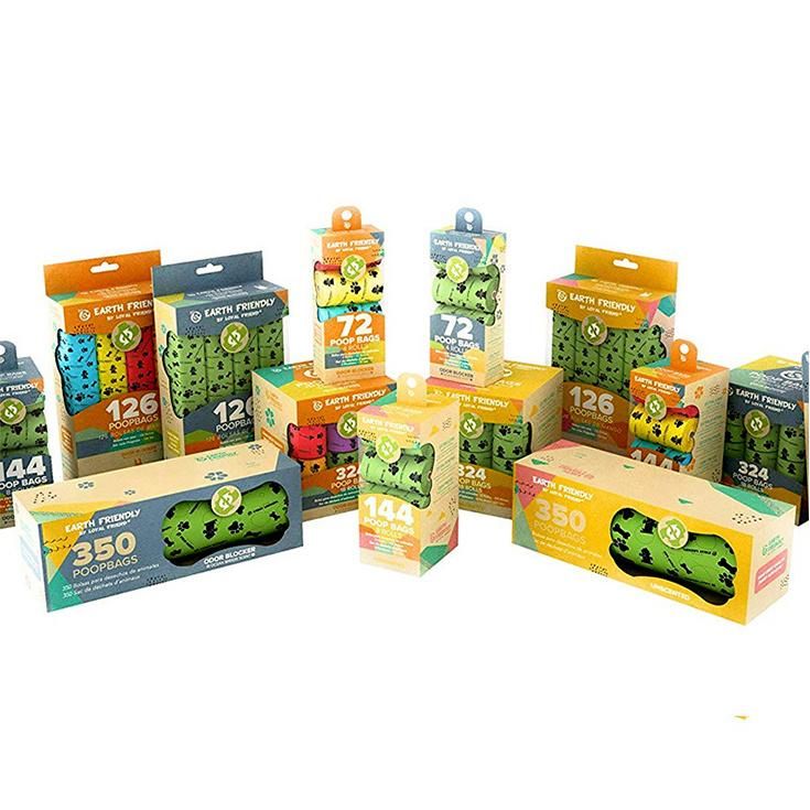 100% Ecofriendly 8 Rolls Per Box Cornstarch Compostable Corn Starch Pet Waste Biodegradable Dog Poop Bag