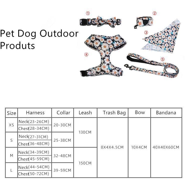 Manufacturer Sublimation Print Custom Logo Fashion Adjustable Luxury Pet Collar Lead and Harness Padded Dog Collar Leash Set