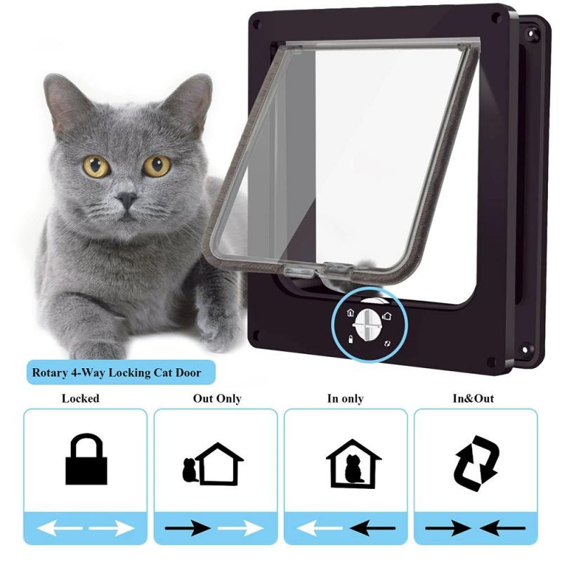 in Stock OEM ODM Hot New Product Pet Accessories 4-Way Locking Cat Flap Door Large with Magnets