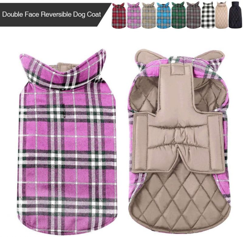 Cold Weather British Style Plaid Warm Dog Vest for Small Medium Large Dogs