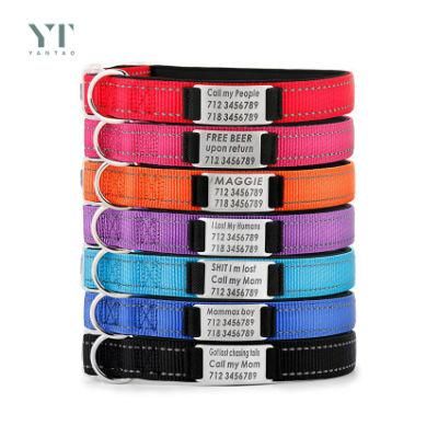 Strong Safety Printing Customized Adjustable Buckle Reflective Strip Pet Nylon Dog Collar