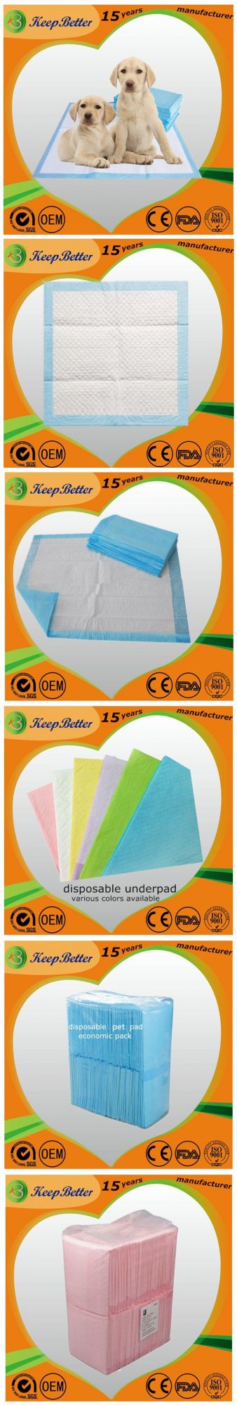China Manufacturer Dog Puppy Pads for Pets Training and PEE